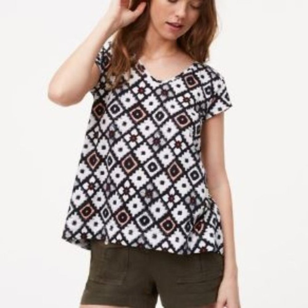 Loft Vintage Soft Geometric‎ Print T Shirt S
